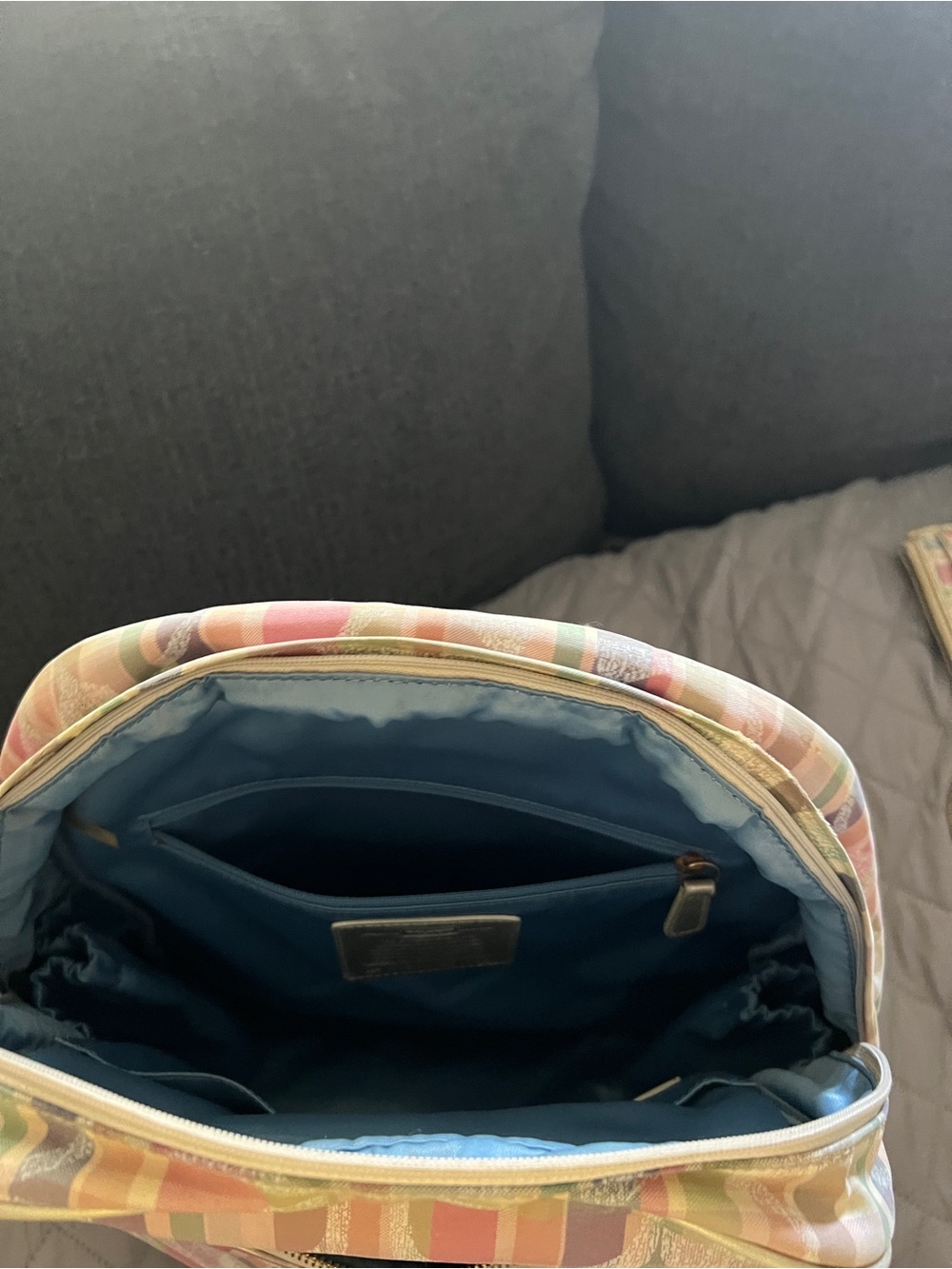 Coach Pink Green Plaid Signature Backpack with Wallet - Picture 9 of 11